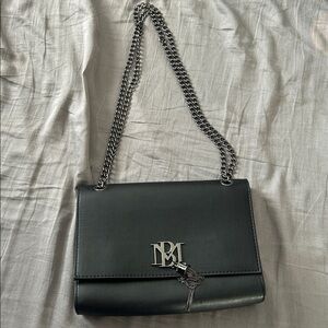 Badgley Mischka Black Shoulder Bag with Silver Chain